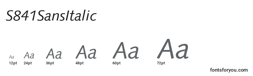 S841SansItalic Font Sizes