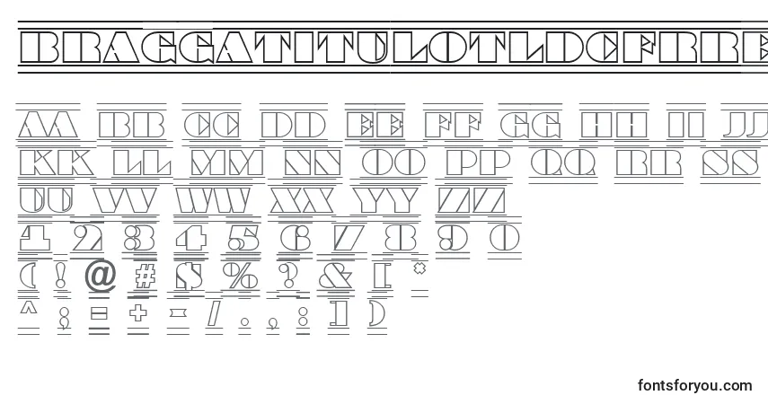 A fonte BraggatitulotldcfrRegular – alfabeto, números, caracteres especiais