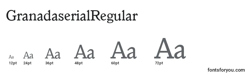 Размеры шрифта GranadaserialRegular