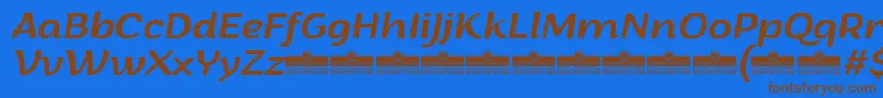 フォントArturoItalicTrial – 茶色の文字が青い背景にあります。