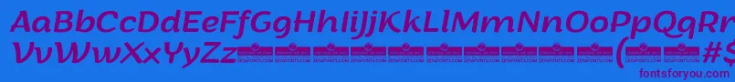 Czcionka ArturoItalicTrial – fioletowe czcionki na niebieskim tle