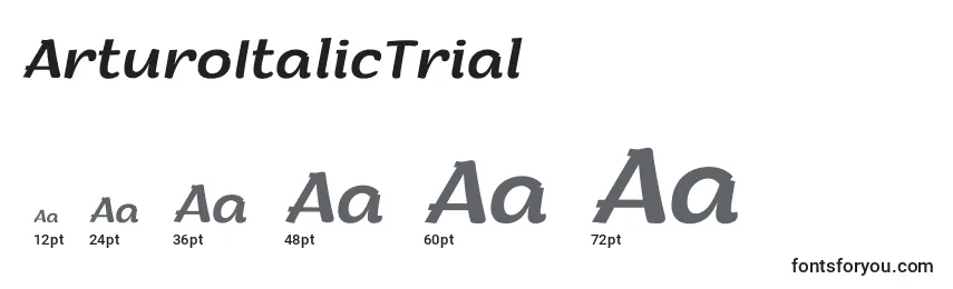Größen der Schriftart ArturoItalicTrial