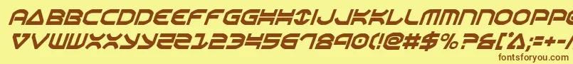 フォントOberoncondital – 茶色の文字が黄色の背景にあります。