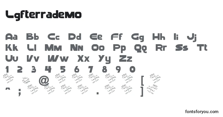 Шрифт Lgfterrademo – алфавит, цифры, специальные символы