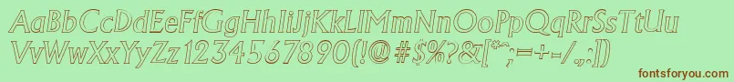 AdelonoutlineItalic Font – Brown Fonts on Green Background