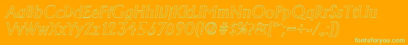 フォントAdelonoutlineItalic – オレンジの背景に緑のフォント
