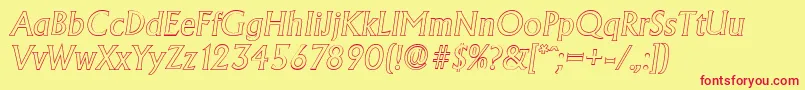 フォントAdelonoutlineItalic – 赤い文字の黄色い背景
