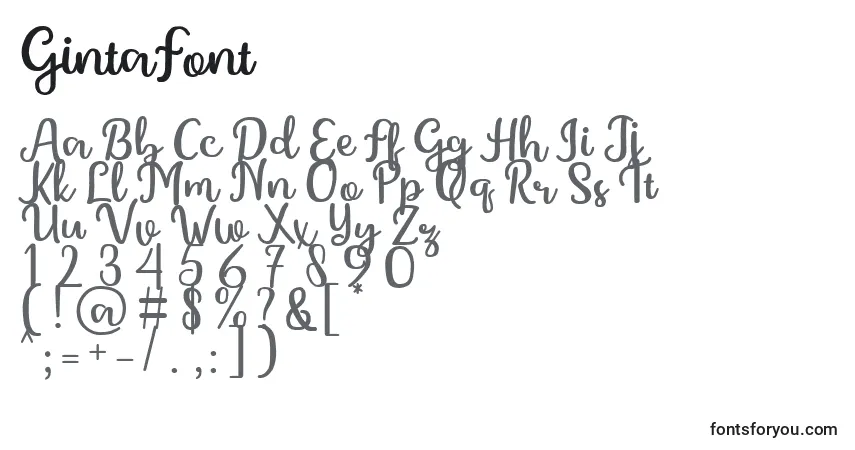 Schriftart GintaFont – Alphabet, Zahlen, spezielle Symbole