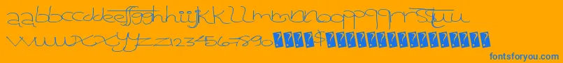 Tangentprint-Schriftart – Blaue Schriften auf orangefarbenem Hintergrund