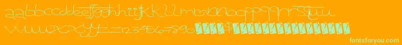 Tangentprint-Schriftart – Grüne Schriften auf orangefarbenem Hintergrund