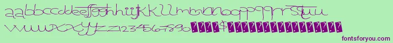 Tangentprint-Schriftart – Violette Schriften auf grünem Hintergrund