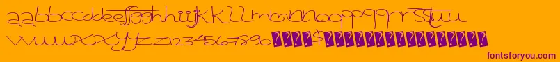 Tangentprint-Schriftart – Violette Schriften auf orangefarbenem Hintergrund