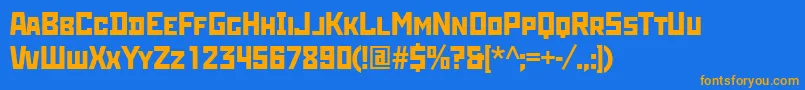 Rodchenkogtt-Schriftart – Orangefarbene Schriften auf blauem Hintergrund