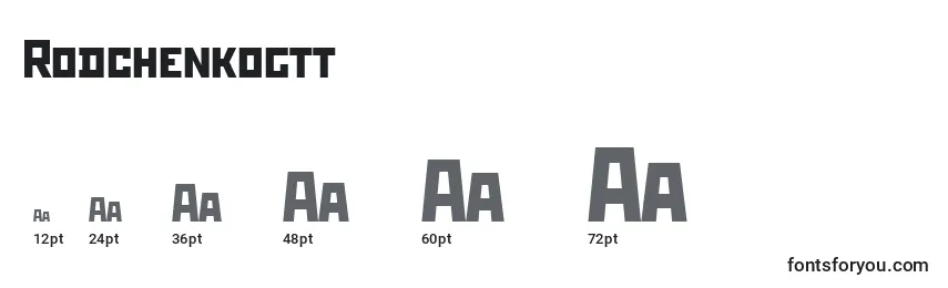 Размеры шрифта Rodchenkogtt