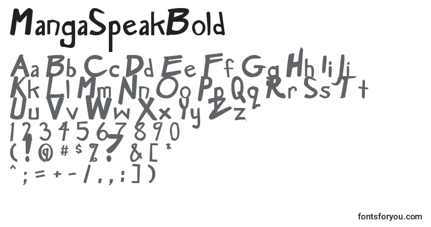 A fonte MangaSpeakBold – alfabeto, números, caracteres especiais