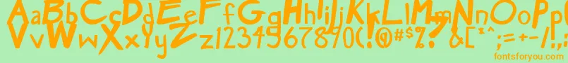 MangaSpeakBold-Schriftart – Orangefarbene Schriften auf grünem Hintergrund