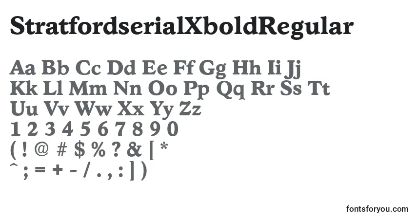 A fonte StratfordserialXboldRegular – alfabeto, números, caracteres especiais