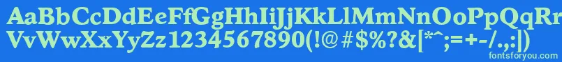 StratfordserialXboldRegular Font – Green Fonts on Blue Background