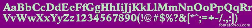 StratfordserialXboldRegular Font – Green Fonts on Purple Background