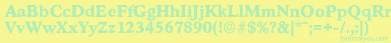 StratfordserialXboldRegular Font – Green Fonts on Yellow Background