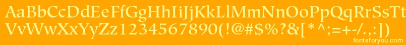 HiroshigestdMedium-Schriftart – Gelbe Schriften auf orangefarbenem Hintergrund