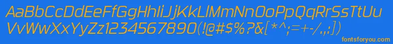 フォントSuigeneriscdltItalic – オレンジ色の文字が青い背景にあります。