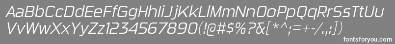 フォントSuigeneriscdltItalic – 灰色の背景に白い文字