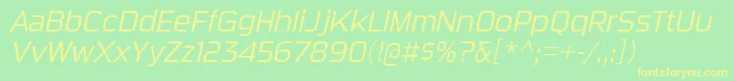 SuigeneriscdltItalic-Schriftart – Gelbe Schriften auf grünem Hintergrund