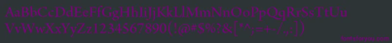 フォントArnoproRegular18pt – 黒い背景に紫のフォント