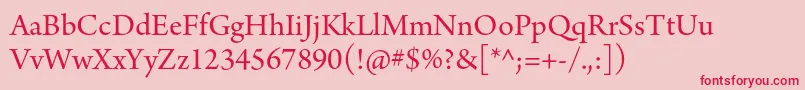 ArnoproRegular18pt Font – Red Fonts on Pink Background