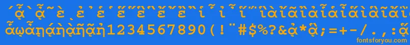 フォントCourierpgttBold – オレンジ色の文字が青い背景にあります。