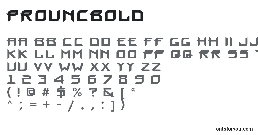 Czcionka ProuncBold – alfabet, cyfry, specjalne znaki