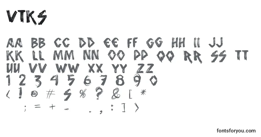 Vtks-fontti – aakkoset, numerot, erikoismerkit