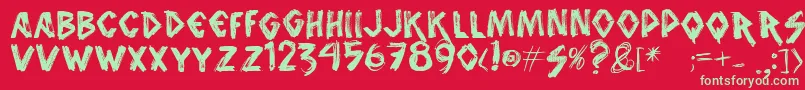 フォントVtks – 赤い背景に緑の文字