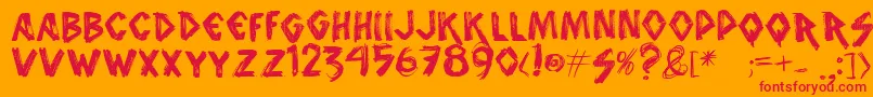 フォントVtks – オレンジの背景に赤い文字
