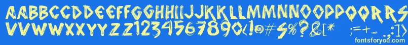 Vtks Font – Yellow Fonts on Blue Background