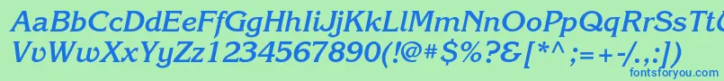 KorinnacBolditalic Font – Blue Fonts on Green Background