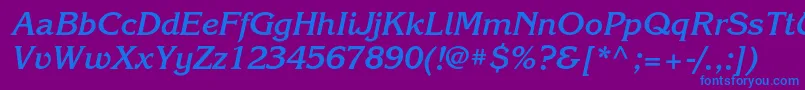 KorinnacBolditalic-fontti – siniset fontit violetilla taustalla