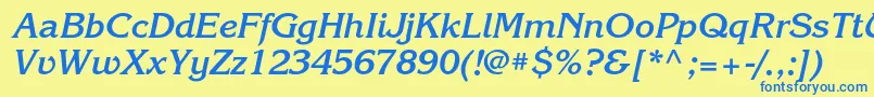 KorinnacBolditalic Font – Blue Fonts on Yellow Background