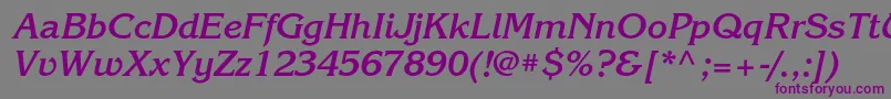 フォントKorinnacBolditalic – 紫色のフォント、灰色の背景