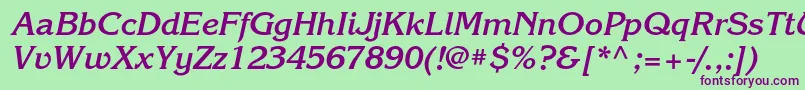 KorinnacBolditalic Font – Purple Fonts on Green Background