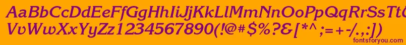 KorinnacBolditalic-fontti – violetit fontit oranssilla taustalla