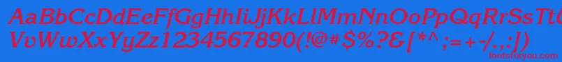 KorinnacBolditalic Font – Red Fonts on Blue Background