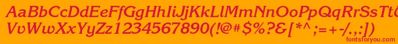 KorinnacBolditalic Font – Red Fonts on Orange Background