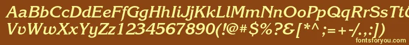 KorinnacBolditalic-fontti – keltaiset fontit ruskealla taustalla