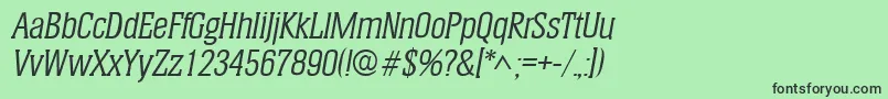 Fonte HeliumItalic – fontes pretas em um fundo verde