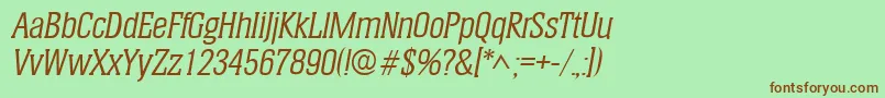 Fonte HeliumItalic – fontes marrons em um fundo verde