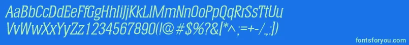 HeliumItalic-Schriftart – Grüne Schriften auf blauem Hintergrund