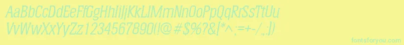 Czcionka HeliumItalic – zielone czcionki na żółtym tle