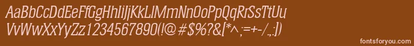 HeliumItalic-fontti – vaaleanpunaiset fontit ruskealla taustalla